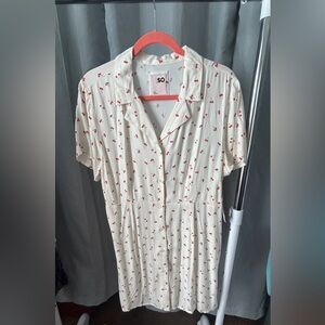 Kohl's Cream Dress with Red Cherry Print